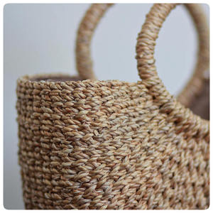 Alibaba productos calientes hechos a mano paja redonda Natural y bolsas de jacinto de agua gran cantidad venta precio barato con cierre de cremallera - Product Image 2