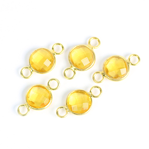 Citrine Quartz Gemstone 8 MM Lunette Ronde Connecteur Double Bail Boucle Fine Bijoux Pendentifs Charmes - Product Image 2