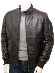 Chaqueta de bombardero de invierno personalizable para hombre, abrigo de piloto de piel de oveja transpirable, cierre de cremallera, talla grande, venta al por mayor, piel de vaca para correr - Product Image 3