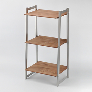 Un support de rangement de salle de bain écologique à 3 niveaux avec planche en bois massif pour hôtel - Product Image 1