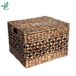 Lot de 3 bacs de rangement décoratifs en jacinthe d'eau tissés à la main marron - Product Image 3