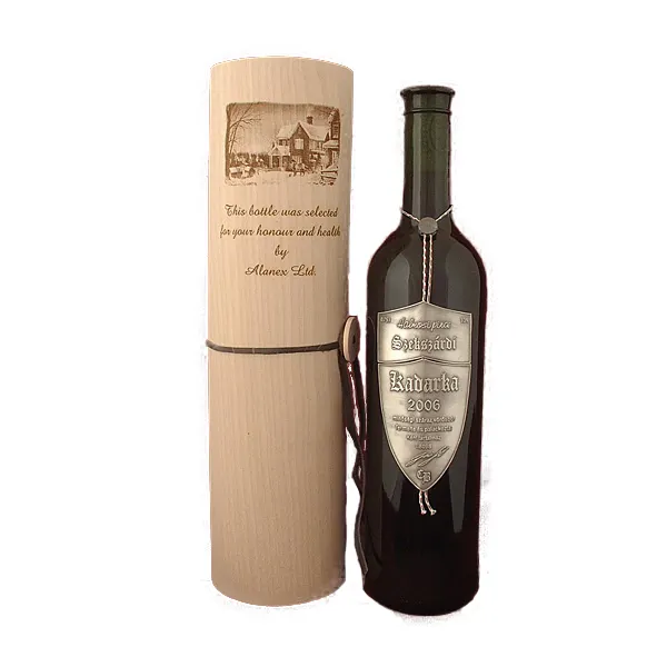 ALANEX Custom Engraved Round Tube Wine Gift Box with Antique Imitation