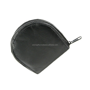 Porte-monnaie en cuir véritable avec fermeture éclair complète - Product Image 1