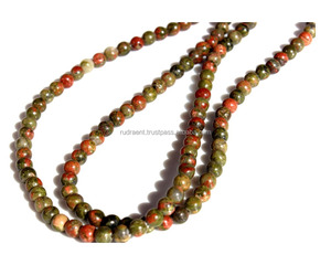 Perles rondes en pierres précieuses minérales vertes très vendues, 6 mm-12 mm, perles en vrac en unakite pour la fabrication de bijoux - Product Image 1