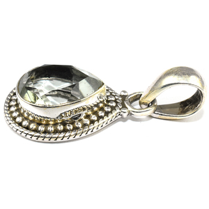 Pendentif en argent plaqué améthyste verte en forme de poire, style chrétien tendance, bijoux unisexes pour toutes les occasions - Product Image 3