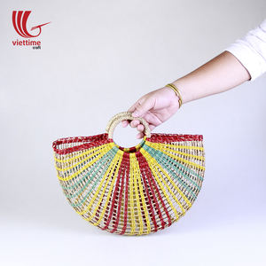 Bolso de paja tejido a mano para mujer, bolsa de playa, de mano para verano, venta al por mayor - Product Image 3