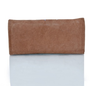Pochette de monnaie vintage 100% en cuir véritable, brodée à la main, couleur marron, pour femmes