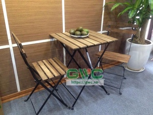 Conjunto de Jardín Moderno con Mesa de Madera de Acacia y Estructuras de Acero con Recubrimiento en Polvo, Conjunto Tarno para Patio o Balcón, Precio Económico en Vietnam - Product Image 5