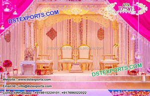 Ensemble de chaises de mandap de mariage au design unique, mobilier indien en bois sculpté pour mariage hindou, vente directe d'usine aux États-Unis - Product Image 5
