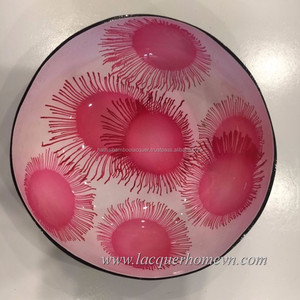 Cherry Flowers Image Design Mother of Pearl Coconut Shell Bowl, Handicraft Bowl from Vietnam - Product Image 2