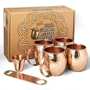 Moscow mule 100% canecas de cobre banhados por atacado 16oz em uma caixa de embalagem