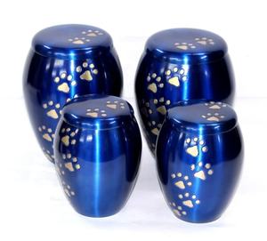 Urne funéraire pour animaux de compagnie de style américain avec empreinte de patte de designer, bleue, durable, avec garantie de 2 ans, modèle 2520-a par ZHE - Product Image 2