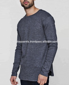Camiseta transpirable con dobladillo curvo liso para hombre con palangre personalizada de algodón con cuello en V a bajo precio al por mayor a granel - Product Image 4