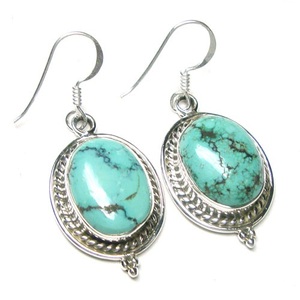 Zs — boucles d'oreilles en argent massif 925, tibétaines, turquoises, bijoux pour femmes - Product Image 5