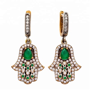 Yidhamsa — boucles d'oreilles authentiques turques, boucles d'oreille en argent Sterling 925, faites à la main, vente en gros - Product Image 1
