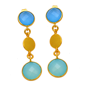 Blue Aqua Gemstone Bezel Setting Pendientes colgantes hechos a mano 925 Joyería de plata esterlina Mayorista Fabricación POR CASA DE PLATA. - Product Image 1