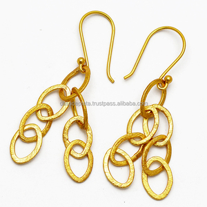 Boucles d'oreilles en argent sterling 925 massif plaqué or fait à la main Grossiste Fournisseur Fabrication PAR CASA DE PLATA. - Product Image 1