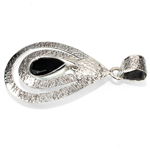 Fabuleux pendentif en forme de poire Onyx noir en argent Sterling 925, grossiste de bijoux en argent, bijoux en argent faits à la main - Product Image 3