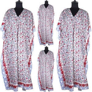 Caftán largo sin mangas con estilo para mujer, estampado de algodón multicolor, estilo playero sencillo, patrón de cintura caída, de talla grande para adultos - Product Image 1