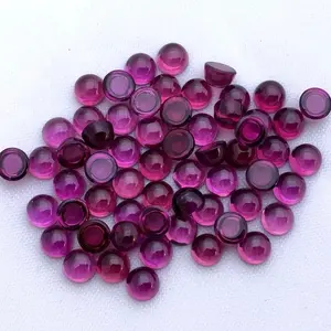 Certified Gemstone Manufacture High Quality 4mm Natural Rhodolite Garnet Round Cabochons Loose Gemstone At Affordable Price