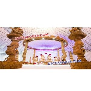 Boda India Cisne de madera Mandap Matrimonio hindú Mandaps Última boda Seis pilares Cisne Madera Mandap Set Venta de fábrica DST Reino Unido - Product Image 1
