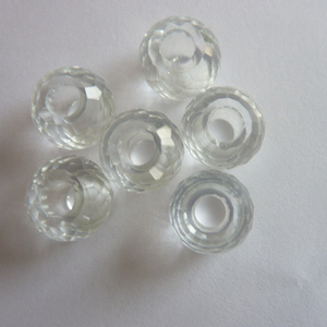 Perles de pierres précieuses rondes facettées à gros trous, cristal de quartz de qualité AAA, blanc, certifié par un tiers - Product Image 1