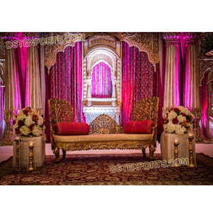 Sofá DE BODA árabe a la venta, conjunto de sofá de rey real de madera para boda, conjunto de sofá de escenario Walima musulmán - Product Image 1