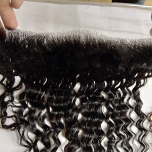 ส่วนหน้าลูกไม้โปร่งใสปิดผมอินเดียแบบผูกเป็นลอนธรรมชาติ - Product Image 1