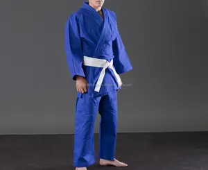 Setelan Judo Siswa 100% Katun, Seragam Judo Dalam Sabuk Biru & Putih, Seni Bela Diri Karate Judo Tae Kwon Do