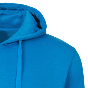 De algodón liso azul en blanco con capucha para hombres - Product Image 6