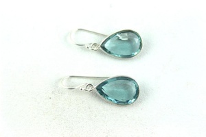 Aqua Hydro Gemstone Argent sterling 92.5 à facettes en forme de poire Boucles d'oreilles faites à la main Bijoux pour femmes Cadeau mignon Vente en gros - Product Image 3