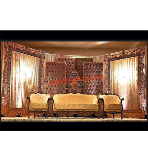 แผงประดับกระจุกหนังสีน้ำตาลสำหรับงานแต่งงาน,แผงฉากหลังเวทีงานแต่งงานของตกแต่งงานแต่งงานของอินเดีย - Product Image 1