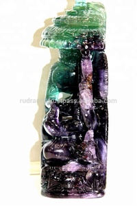 Estatua de Ganesha de fluorita Natural hecha a mano, escultura de cristal religiosa tallada a través de 9 '', patrón de Chakra de altura, Navidad - Product Image 6