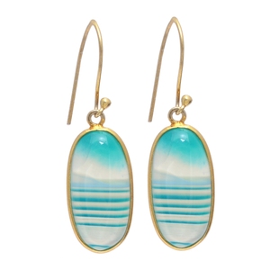Aqua Calcédoine Ronde À Facettes Pierres Précieuses Boucle D'oreille - Product Image 4