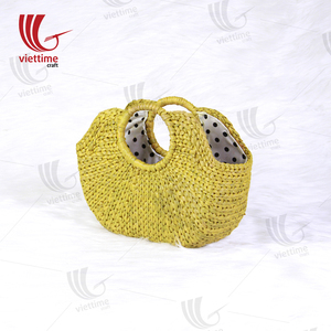 กระเป๋าถือผักตบชวาสไตล์วินเทจประดับมุกปกดอกไม้กระเป๋าชายหาดของผู้หญิงเวียดนามอุปกรณ์ช้อปปิ้งขายส่ง - Product Image 4
