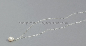 Collier pendentif perle d'eau douce en argent sterling 925 avec breloque de bijoux de luxe plaqué or - Product Image 2