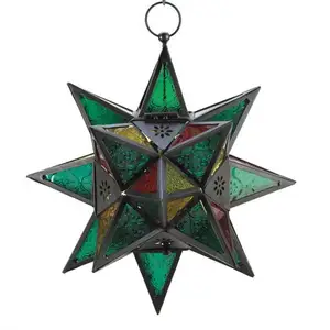 Стеклянная звезда с тиснением, подвесной большой декоративный винтажный фонарь, исключительный внешний вид, отличное качество