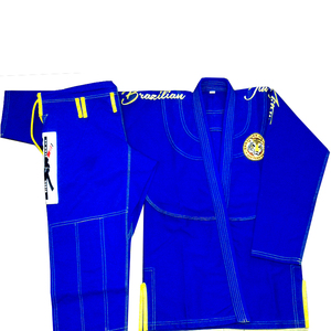 BJJ GI BJJ-KIMONO personalizado, azul, con costuras amarillas, 2022 - Product Image 2