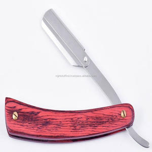 Maquinilla de afeitar plegable para Barbero, con mango de madera, cuchilla de afeitar, Color negro - Product Image 1