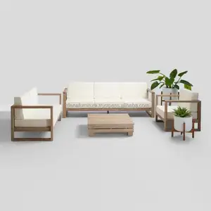 Set Sofa tempat tidur kayu jati padat minimalis Modern furnitur ramah lingkungan untuk penggunaan rumah atau Hotel