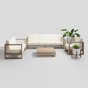 Ensemble canapé-lit minimaliste et moderne en bois de teck massif Mobilier écologique pour le salon dans une villa, un appartement, une maison ou un hôtel - Product Image 1