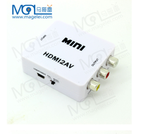 Kotak Konverter HDMI2AV Mini 1080P, Konverter Adaptor Audio Video Av Komposit Hdmi Ke 3 Rca untuk TV PC