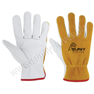 Guante de trabajo de cuero de vaca amarillo, alta calidad, estilo conductor - Product Image 1