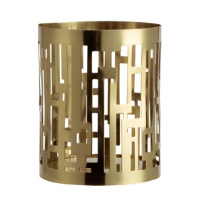 ที่ใส่เทียนทีไลท์อลูมิเนียมทำด้วยมือรูปทรงกระบอกสูงพร้อมลวดลายเจาะสำหรับตกแต่งบ้านงานแต่งงานและคริสต์มาส - Product Image 1