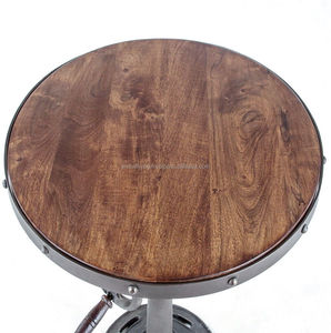 โต๊ะกลมมือหมุนปรับการออกแบบอุตสาหกรรมวินเทจเสร็จสิ้นเหล็กทำ - Product Image 3