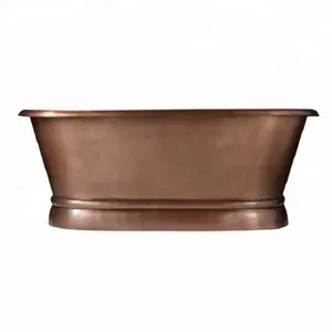 基座铜浴缸豪华铜仿古锤铜高品质饰面手工浴缸