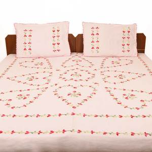 Handgemachte Misty Rose Baumwolle Doppelbett laken Indische Baumwolle Bestickte Bettlaken Großhandel Bettlaken - Product Image 1