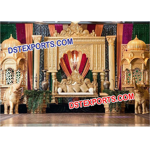 Scène de mariage sur le thème du Grand Moghul, style Rajwada, décoration de scène en fibre, fabricant de scènes de mariage asiatiques - Product Image 1