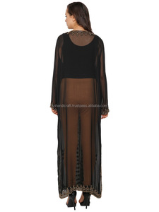 Longue écharpe transparente fantaisie brodée noire à manches longues, faite à la main, magie artisanale - Product Image 3