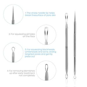 Kit de tratamiento de acné con acabado de espejo de acero inoxidable, 3 uds., extractor de espinillas, removedor de comedones, herramienta de belleza reutilizable - Product Image 4